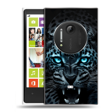 Силиконовый чехол на Nokia Lumia 1020 с принтом Темный леопард Силиконовый чехол на Nokia Lumia 1020 с принтом Темный леопард