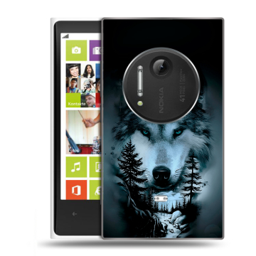 Силиконовый чехол на Nokia Lumia 1020 с принтом Лесной волк