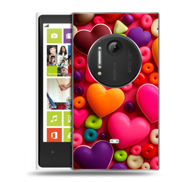 Силиконовый чехол на Nokia Lumia 1020 с принтом Сердечки Силиконовый чехол на Nokia Lumia 1020 с принтом Сердечки