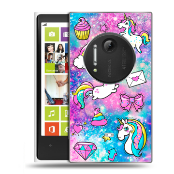Силиконовый чехол на Nokia Lumia 1020 с принтом Единороги