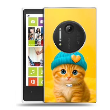 Силиконовый чехол на Nokia Lumia 1020 с принтом Котенок в шапке