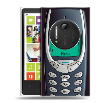 Силиконовый чехол на Nokia Lumia 1020 с принтом Старый телефон