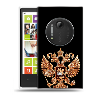 Силиконовый чехол на Nokia Lumia 1020 с принтом Герб России золотой