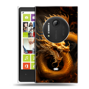 Силиконовый чехол на Nokia Lumia 1020 с принтом Золотой дракон