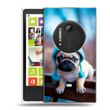 Силиконовый чехол на Nokia Lumia 1020 с принтом Мопс в шапке