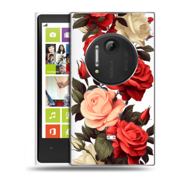 Силиконовый чехол на Nokia Lumia 1020 с принтом Розы Силиконовый чехол на Nokia Lumia 1020 с принтом Розы