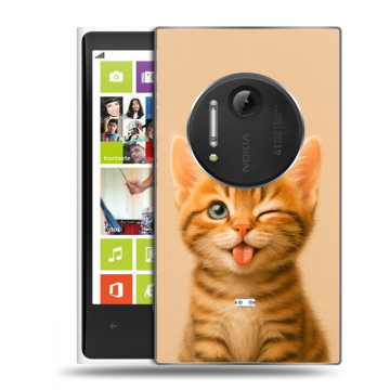 Силиконовый чехол на Nokia Lumia 1020 с принтом котенок