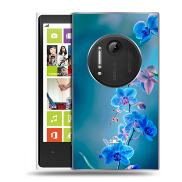 Силиконовый чехол на Nokia Lumia 1020 с принтом Голубые цветы
