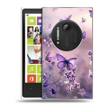 Силиконовый чехол на Nokia Lumia 1020 с принтом бабочки и лаванда Силиконовый чехол на Nokia Lumia 1020 с принтом бабочки и лаванда