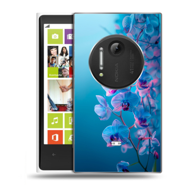 Силиконовый чехол на Nokia Lumia 1020 с принтом голубые орхидеи Силиконовый чехол на Nokia Lumia 1020 с принтом голубые орхидеи