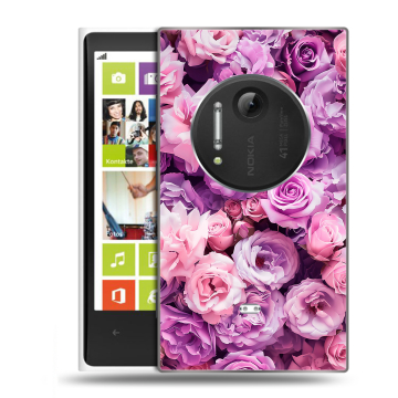 Силиконовый чехол на Nokia Lumia 1020 с принтом лавандовые розы