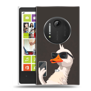 Силиконовый чехол на Nokia Lumia 1020 с принтом утка в очках Силиконовый чехол на Nokia Lumia 1020 с принтом утка в очках
