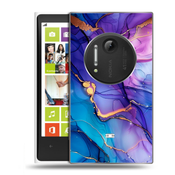 Силиконовый чехол на Nokia Lumia 1020 с принтом синий мрамор Силиконовый чехол на Nokia Lumia 1020 с принтом синий мрамор