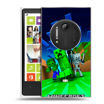 Силиконовый чехол на Nokia Lumia 1020 с принтом Майнкрафт