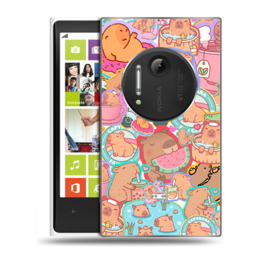 Силиконовый чехол на Nokia Lumia 1020 с принтом капибары