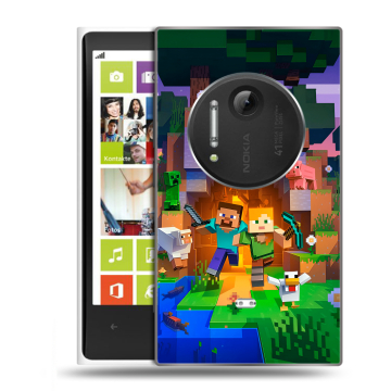 Силиконовый чехол на Nokia Lumia 1020 с принтом Майнкрафт Minecraft