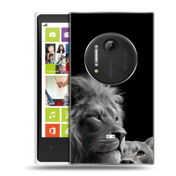 Силиконовый чехол на Nokia Lumia 1020 с принтом Лев кошки