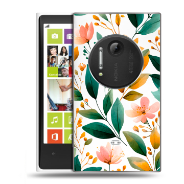 Силиконовый чехол на Nokia Lumia 1020 с принтом Цветы паттерн