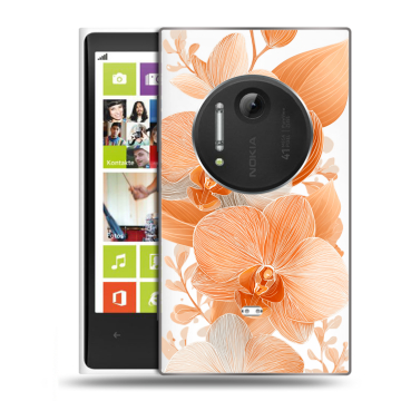 Силиконовый чехол на Nokia Lumia 1020 с принтом Бежевые цветы