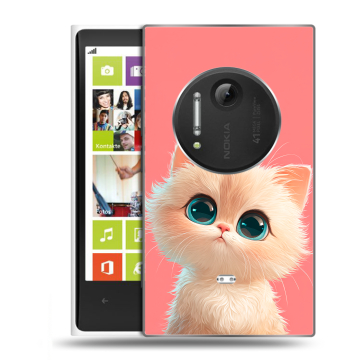 Силиконовый чехол на Nokia Lumia 1020 с принтом Розовый котенок