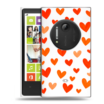 Силиконовый чехол на Nokia Lumia 1020 с принтом Сердечки