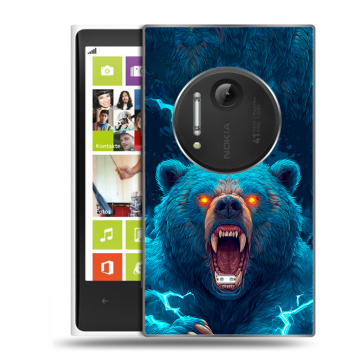 Силиконовый чехол на Nokia Lumia 1020 с принтом Медведь