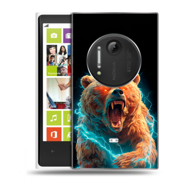 Силиконовый чехол на Nokia Lumia 1020 с принтом Медведь
