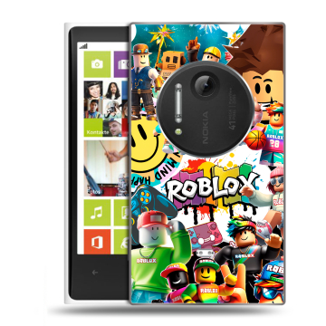 Силиконовый чехол на Nokia Lumia 1020 с принтом Roblox Роблокс