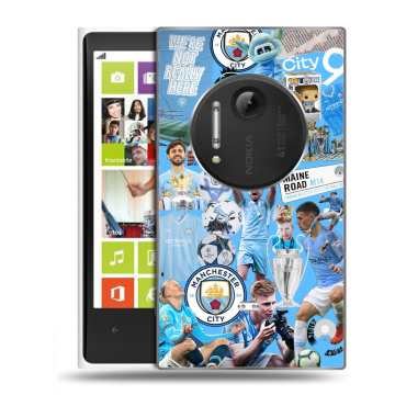 Силиконовый чехол на Nokia Lumia 1020 с принтом Man City Манчестер Сити