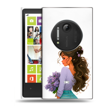 Силиконовый чехол на Nokia Lumia 1020 с принтом девушка цветы
