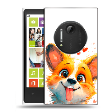 Силиконовый чехол на Nokia Lumia 1020 с принтом корги Силиконовый чехол на Nokia Lumia 1020 с принтом корги