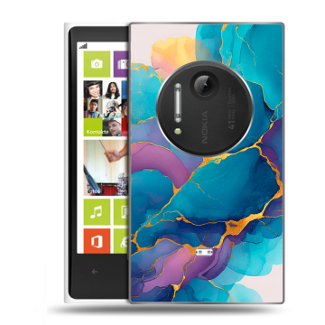 Силиконовый чехол на Nokia Lumia 1020 с принтом Мрамор блестки