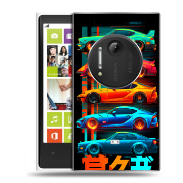 Силиконовый чехол на Nokia Lumia 1020 с принтом машины тачки