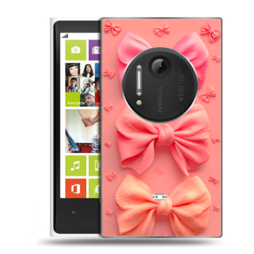 Силиконовый чехол на Nokia Lumia 1020 с принтом Розовые бантики Силиконовый чехол на Nokia Lumia 1020 с принтом Розовые бантики