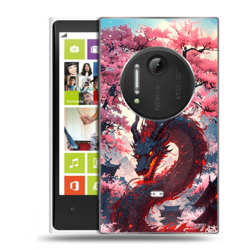 Силиконовый чехол на Nokia Lumia 1020 с принтом Дракон Японский