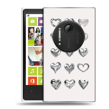 Силиконовый чехол на Nokia Lumia 1020 с принтом Y2K сердечки Силиконовый чехол на Nokia Lumia 1020 с принтом Y2K сердечки