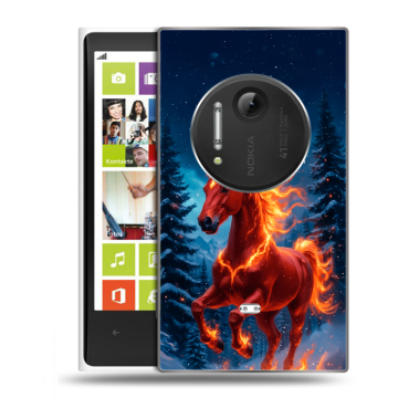 Силиконовый чехол на Nokia Lumia 1020 с принтом Новый год коня