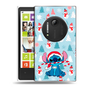 Силиконовый чехол на Nokia Lumia 1020 с принтом Стич Новый год