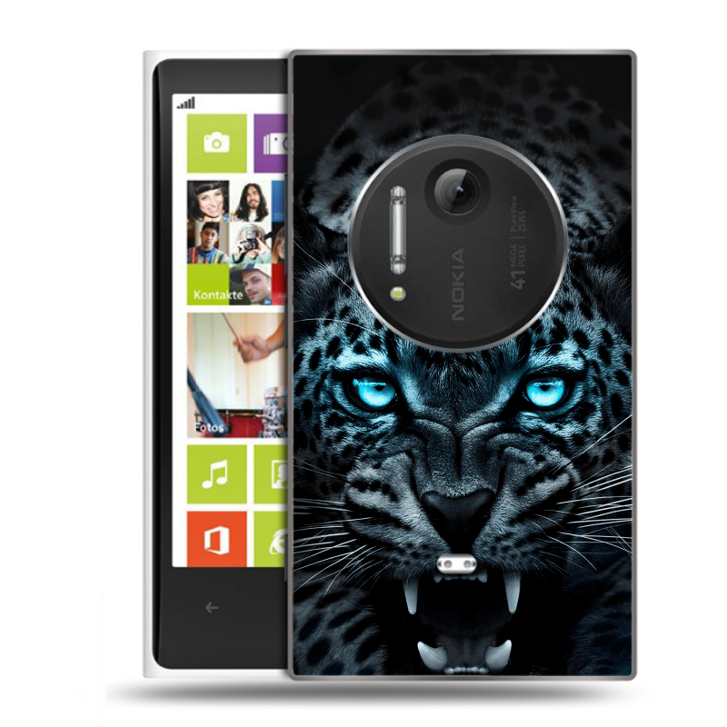 Силиконовый чехол на Nokia Lumia 1020 с принтом Темный леопард Силиконовый чехол на Nokia Lumia 1020 с принтом Темный леопард