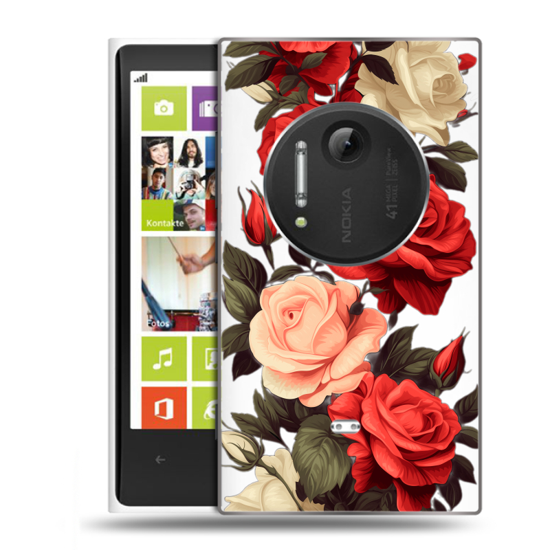 Силиконовый чехол на Nokia Lumia 1020 с принтом Розы Силиконовый чехол на Nokia Lumia 1020 с принтом Розы