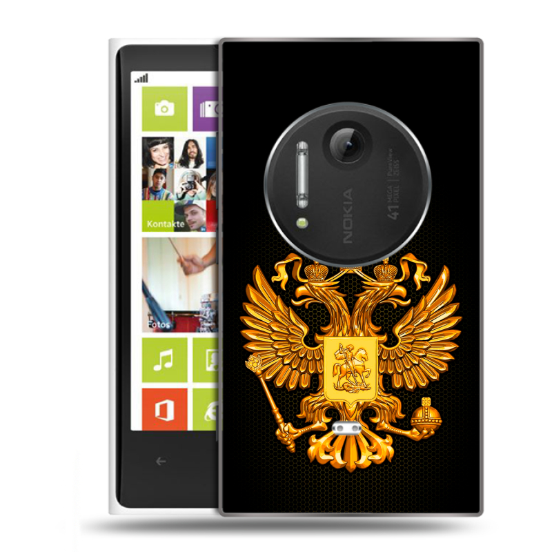 Силиконовый чехол на Nokia Lumia 1020 с принтом Герб России желтый Силиконовый чехол на Nokia Lumia 1020 с принтом Герб России желтый