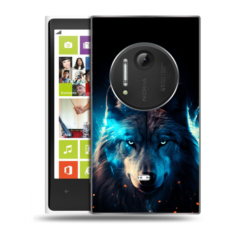 Силиконовый чехол на Nokia Lumia 1020 с принтом Волк ночной Силиконовый чехол на Nokia Lumia 1020 с принтом Волк ночной