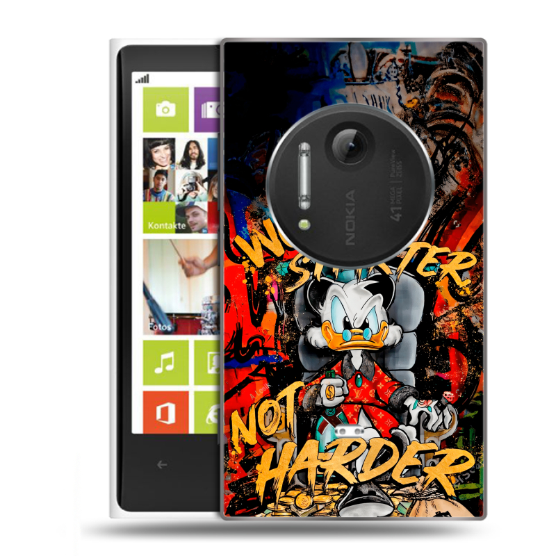 Силиконовый чехол на Nokia Lumia 1020 с принтом Дональд Дак Деньги Силиконовый чехол на Nokia Lumia 1020 с принтом Дональд Дак Деньги