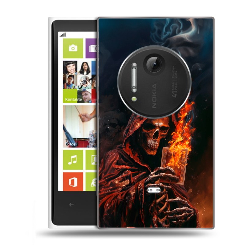 Силиконовый чехол на Nokia Lumia 1020 с принтом Скелет и карты Силиконовый чехол на Nokia Lumia 1020 с принтом Скелет и карты