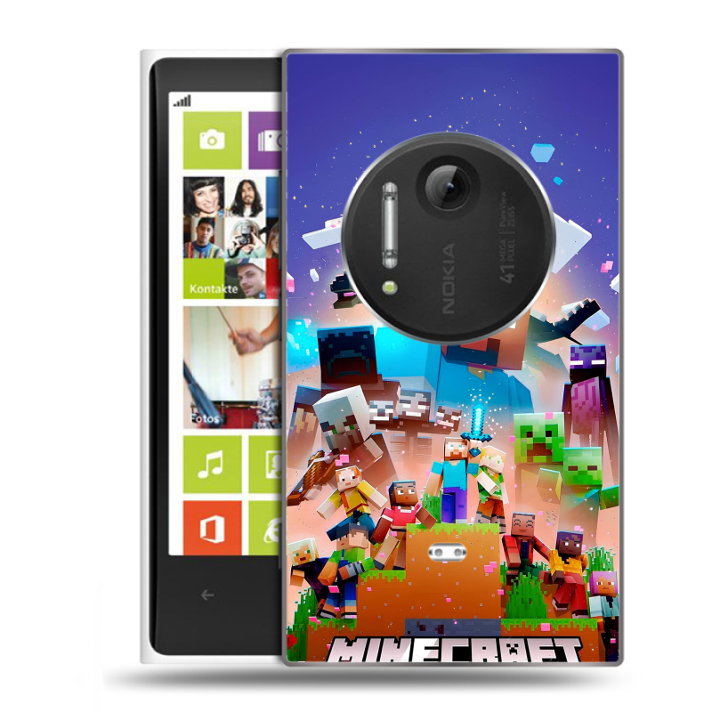 Силиконовый чехол на Nokia Lumia 1020 с принтом Майнкрафт Minecraft Силиконовый чехол на Nokia Lumia 1020 с принтом Майнкрафт Minecraft