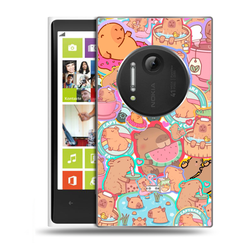 Силиконовый чехол на Nokia Lumia 1020 с принтом капибары Силиконовый чехол на Nokia Lumia 1020 с принтом капибары