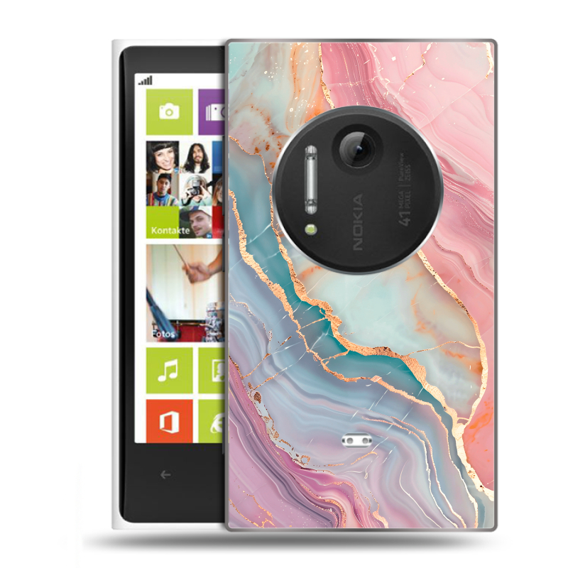 Силиконовый чехол на Nokia Lumia 1020 с принтом розовый мрамор Силиконовый чехол на Nokia Lumia 1020 с принтом розовый мрамор