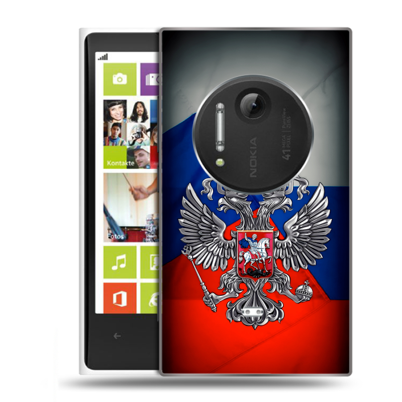 Силиконовый чехол на Nokia Lumia 1020 с принтом Флаг России Силиконовый чехол на Nokia Lumia 1020 с принтом Флаг России