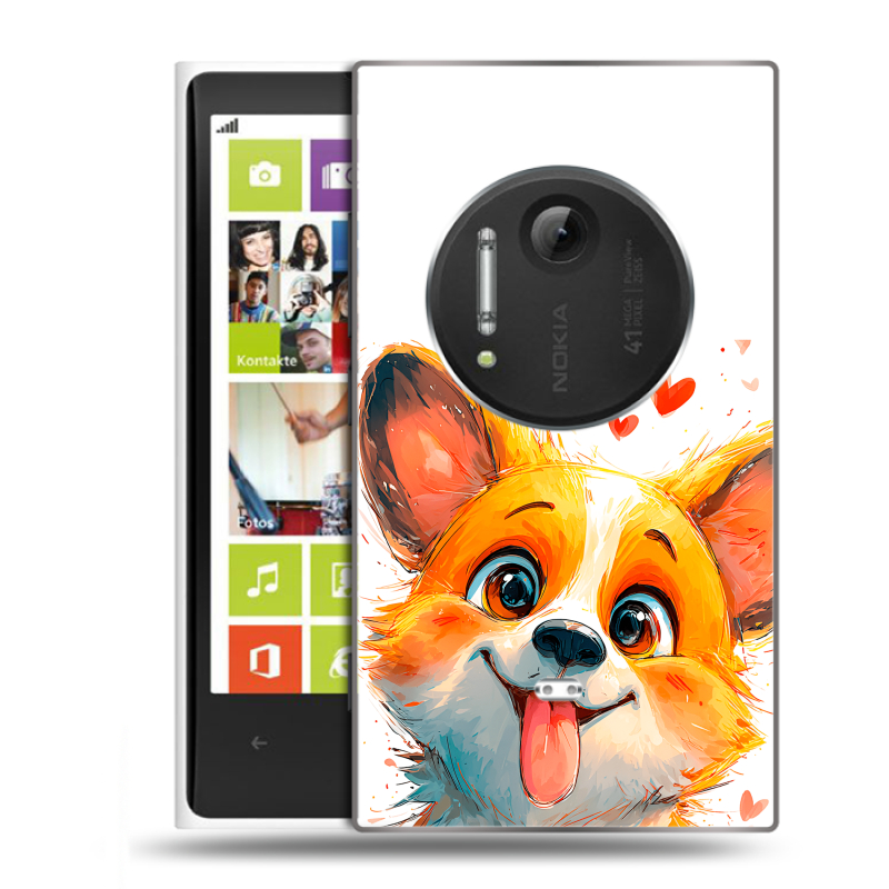 Силиконовый чехол на Nokia Lumia 1020 с принтом корги Силиконовый чехол на Nokia Lumia 1020 с принтом корги