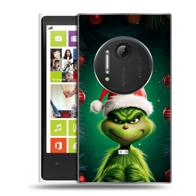 Силиконовый чехол на Nokia Lumia 1020 с принтом Гринч Новый год Рождество Силиконовый чехол на Nokia Lumia 1020 с принтом Гринч Новый год Рождество